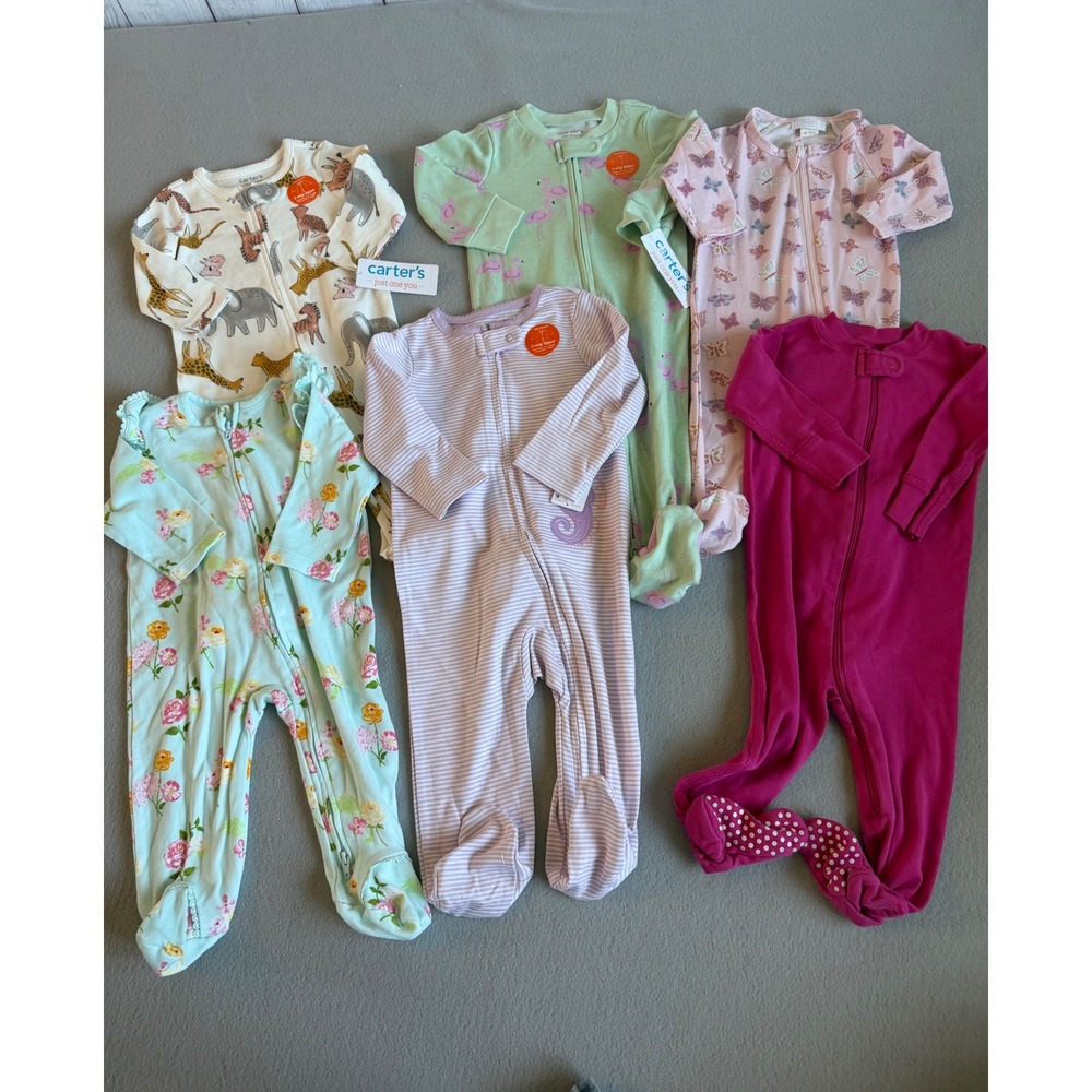 6pc Carters Just One You Little Me Hanna Andersson Baby Girl Sleepers 6mo / 9mo